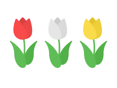 赤白黄色のチューリップの花のアイコンのイラスト
