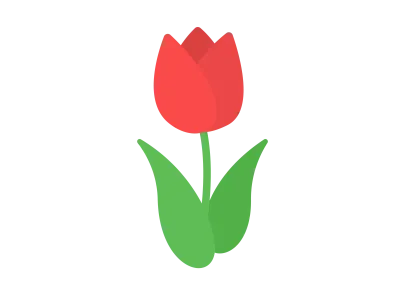 赤色のチューリップの花のアイコンのイラスト