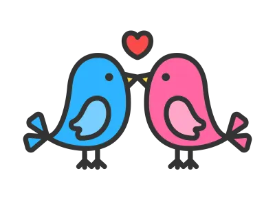 キスをする小鳥のアイコンのイラスト