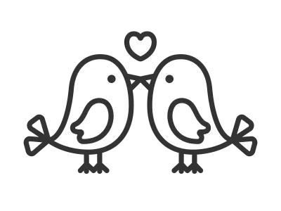 キスをする小鳥のアイコンのイラスト