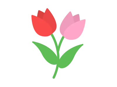 二輪のチューリップの花のアイコンのイラスト