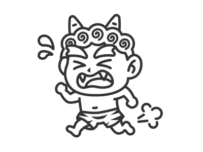 走って逃げる赤鬼のイラスト
