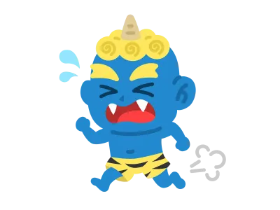 走って逃げる青鬼のイラスト