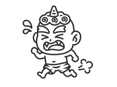 走って逃げる青鬼のイラスト