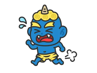 走って逃げる青鬼のイラスト