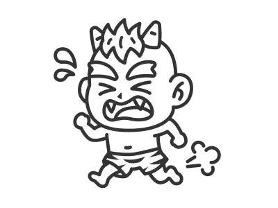 走って逃げる黄鬼のイラスト