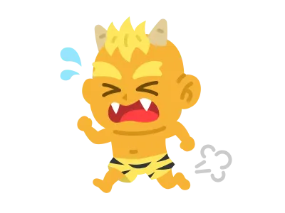 走って逃げる黄鬼のイラスト