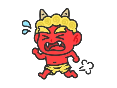 走って逃げる赤鬼のイラスト