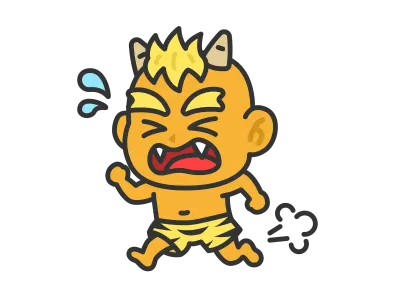 走って逃げる黄鬼のイラスト