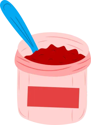 Jar of Red Jam with Spoon
