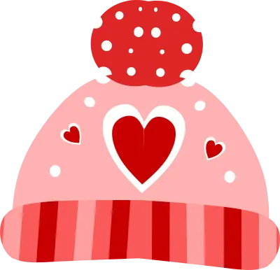 Cute Pink and Red Winter Hat with Hearts and Polka Dots