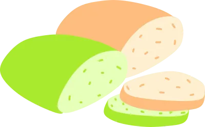 Freshly Cut Green and Orange bread