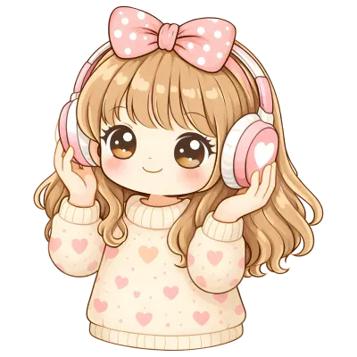 Cute Kawaii Chibi Girl Clipart Pastel Pink Cartoon Character