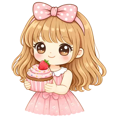 Cute Kawaii Chibi Girl Clipart Pastel Pink Cartoon Character