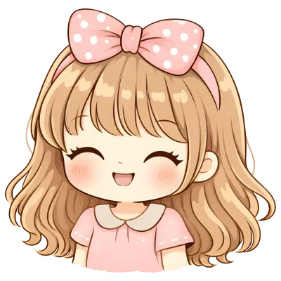 Cute Kawaii Chibi Girl Clipart Pastel Pink Cartoon Character