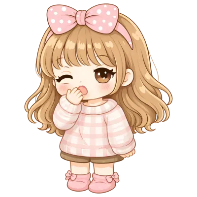 Cute Kawaii Chibi Girl Clipart Pastel Pink Cartoon Character