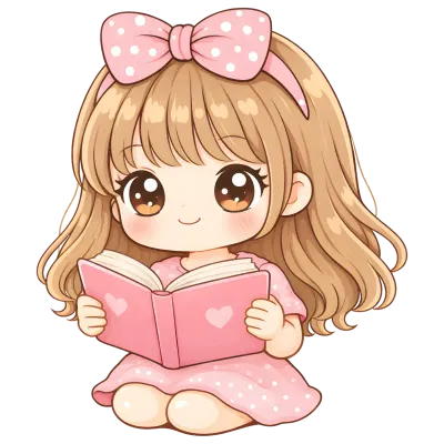 Cute Kawaii Chibi Girl Clipart Pastel Pink Cartoon Character