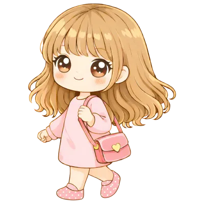 Cute Kawaii Chibi Girl Clipart Pastel Pink Cartoon Character