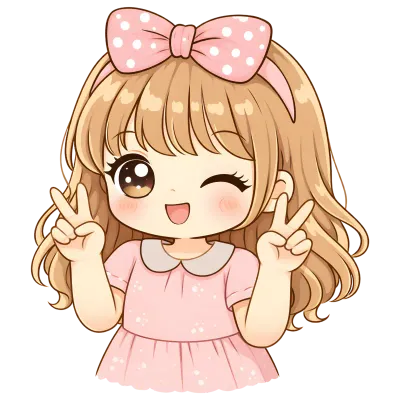 Cute Kawaii Chibi Girl Clipart Pastel Pink Cartoon Character