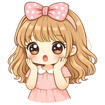 Cute Kawaii Chibi Girl Clipart Pastel Pink Cartoon Character