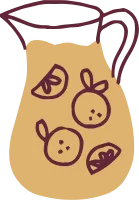 귀여운 손그림 드로잉 컨셉의 과일에이드 일러스트