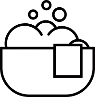 비누거품이 들은 세면대