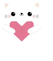 종이하트를 안고있는 고양이 일러스트