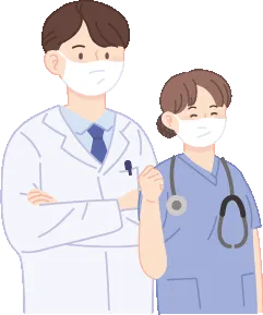 마스크 쓴 의사선생님들