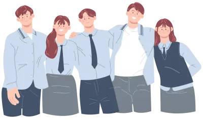 어깨동무를 한 학생들