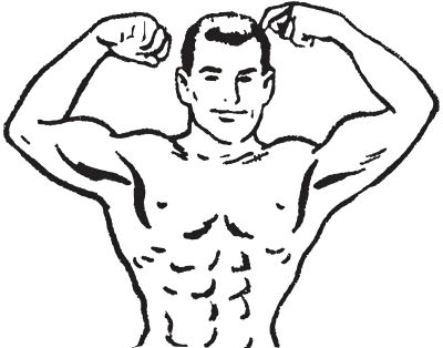 근육을 뽐내고 있는 남자 일러스트