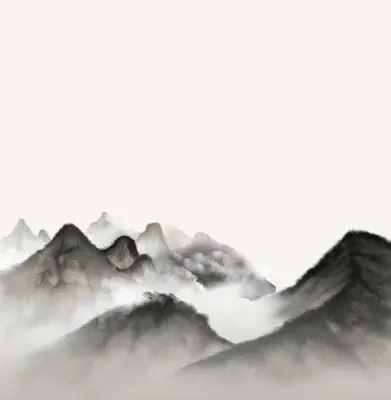산 수묵화 배경
