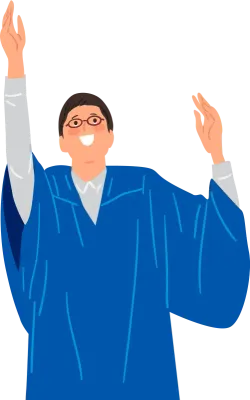 파란색 옷 입은 졸업생