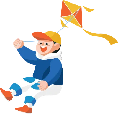 kid holds kite