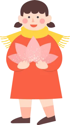 little girl holds a lotus petal
