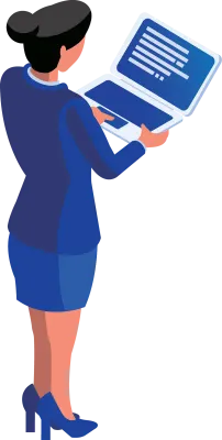 woman holding laptop