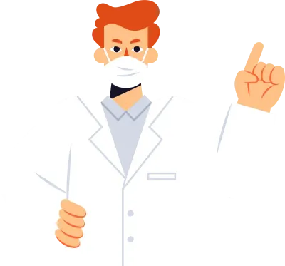 doctor wearing mask pointing out instruction