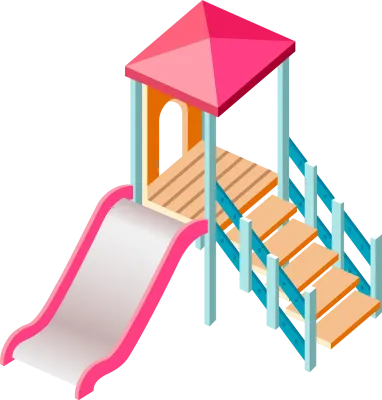 빨간색 지붕의 미끄럼틀