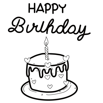 Birthday sign and cake