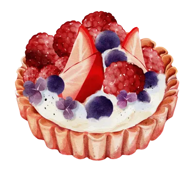 Mixed berry tart watercolor