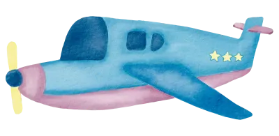 Airplane watercolor cartoon cute