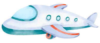 Airplane watercolor cartoon cute