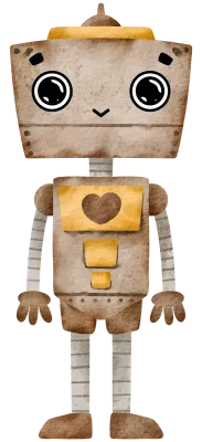 Cute Robot hand paint watercolor