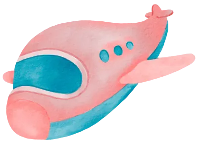 Airplane watercolor cartoon cute