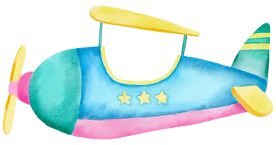Airplane watercolor cartoon cute