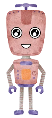 Cute Robot hand paint watercolor