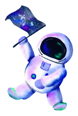 Astronaut and Space Watercolor