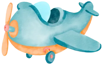 Airplane watercolor cartoon cute