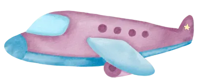 Airplane watercolor cartoon cute