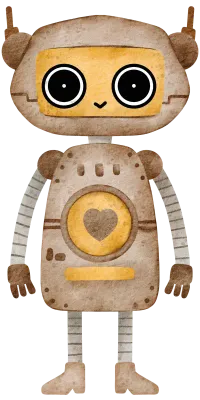 Cute Robot hand paint watercolor