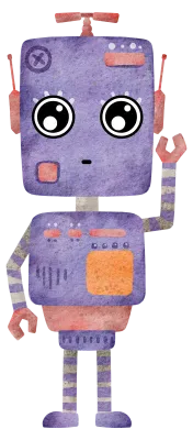 Cute Robot hand paint watercolor